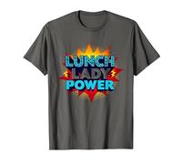 Lunch Lady Power: Arte Pop Retro para héroes del Servicio de Alimentos Camiseta, Hombre, Asfalto, L