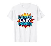Lunch Lady Power: Arte Pop Retro para héroes del Servicio de Alimentos Camiseta, Hombre, Blanco, XXL