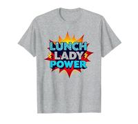 Lunch Lady Power: Arte Pop Retro para héroes del Servicio de Alimentos Camiseta, Hombre, Gris Jaspeado, L