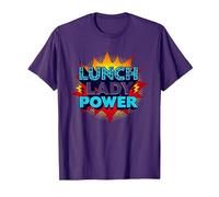 Lunch Lady Power: Arte Pop Retro para héroes del Servicio de Alimentos Camiseta, Hombre, Morado, XXL