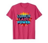 Lunch Lady Power: Arte Pop Retro para héroes del Servicio de Alimentos Camiseta, Hombre, Rojo Jaspeado, L