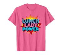Lunch Lady Power: Arte Pop Retro para héroes del Servicio de Alimentos Camiseta, Hombre, Rosa Jaspeado, L