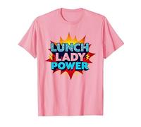 Lunch Lady Power: Arte Pop Retro para héroes del Servicio de Alimentos Camiseta, Hombre, Rosado, XL