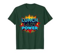 Lunch Lady Power: Arte Pop Retro para héroes del Servicio de Alimentos Camiseta, Hombre, Verde Bosque, L