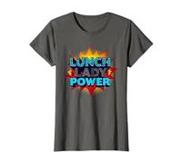 Lunch Lady Power: Arte Pop Retro para héroes del Servicio de Alimentos Camiseta, Mujer, Asfalto, L