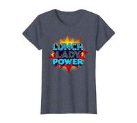 Lunch Lady Power: Arte Pop Retro para héroes del Servicio de Alimentos Camiseta, Mujer, Azul Jaspeado, S