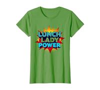 Lunch Lady Power: Arte Pop Retro para héroes del Servicio de Alimentos Camiseta, Mujer, Hierba, M