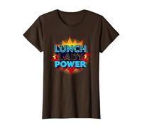 Lunch Lady Power: Arte Pop Retro para héroes del Servicio de Alimentos Camiseta, Mujer, Marrón, L