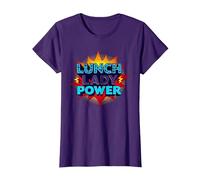 Lunch Lady Power: Arte Pop Retro para héroes del Servicio de Alimentos Camiseta, Mujer, Morado, L