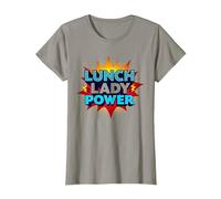 Lunch Lady Power: Arte Pop Retro para héroes del Servicio de Alimentos Camiseta, Mujer, Pizarra, L