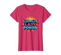 Lunch Lady Power: Arte Pop Retro para héroes del Servicio de Alimentos Camiseta, Mujer, Rojo Jaspeado, XL