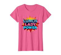 Lunch Lady Power: Arte Pop Retro para héroes del Servicio de Alimentos Camiseta, Mujer, Rosa Jaspeado, L