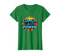Lunch Lady Power: Arte Pop Retro para héroes del Servicio de Alimentos Camiseta, Mujer, Verde Kelly, L