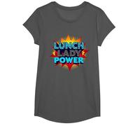 Lunch Lady Power: Arte Pop Retro para héroes del Servicio de Alimentos Camiseta, Niñas, Asfalto, M