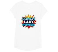 Lunch Lady Power: Arte Pop Retro para héroes del Servicio de Alimentos Camiseta, Niñas, Blanco, M