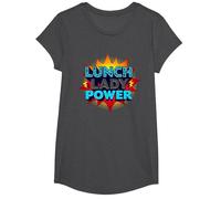 Lunch Lady Power: Arte Pop Retro para héroes del Servicio de Alimentos Camiseta, Niñas, Jaspeado Oscuro, S