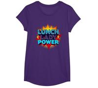Lunch Lady Power: Arte Pop Retro para héroes del Servicio de Alimentos Camiseta, Niñas, Morado, L