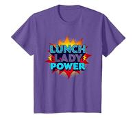 Lunch Lady Power: Arte Pop Retro para héroes del Servicio de Alimentos Camiseta, Niños, Morado Jaspeado, 6 años