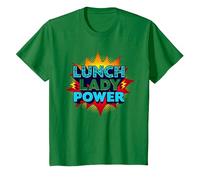 Lunch Lady Power: Arte Pop Retro para héroes del Servicio de Alimentos Camiseta, Niños, Verde Kelly, 8 años