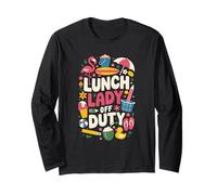 Lunch Lady Summer Vacation Vintage Retro Funny School Humor Manga Larga