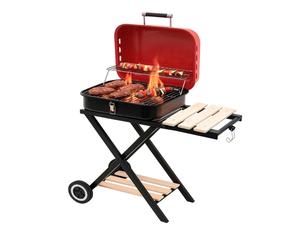 LUND Holzkohlegrill Plegable BBQ Carro Móvil 1 Unidad Con Tapa Y Mesas