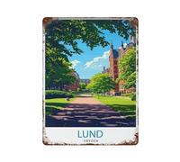 Lund Suecia Encantadora Ciudad Universitaria Histórica Ciudad Sueca Escénica Escénica Calles adoquinadas Catedral Decoración de Pared Arte Arte de Estaño Moderno Decoración del Hogar Bar Tienda