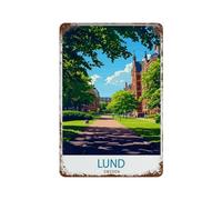 Lund Suecia Encantadora Ciudad Universitaria Histórica Ciudad Sueca Escénica Escénica Calles adoquinadas Catedral Decoración de Pared Arte Arte de Estaño Moderno Decoración del Hogar Bar Tienda