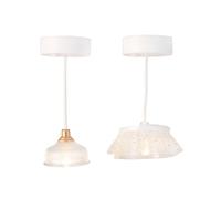LUNDBY Accesorios para casa de muñecas, lámpara clásica para casa de | Lámpara en miniatura, iluminación LED para casa de muñecas, 2 lámparas de techo, paraguas de tul con purpurina