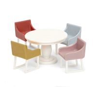 Lundby Básico Cena Mesa Y 4 Sillas Casa de Muñecas Conjunto Muebles Comedor