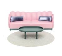Lundby Básico Rosa Sofá Y Mesa de Café Casa de Muñecas Conjunto de Muebles Salón