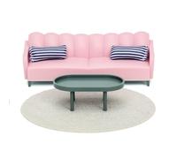 Lundby Básico Rosa Sofá Y Mesa de Café Casa de Muñecas Conjunto de Muebles Salón
