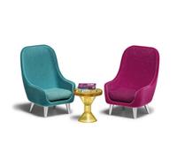Lundby Casa de Muñecas Azul & Rosa Sillón Juego Miniatura Muebles de Salón 1:18