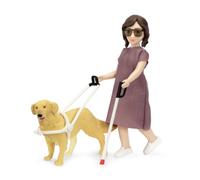 Lundby Casa de Muñecas Mujer Con Gafas , Caña Y Guía Perro Moderno People 1:18