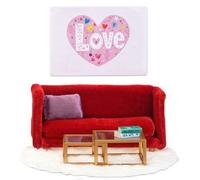 Lundby Casa de Muñecas Rojo Sofá Y Café Tablas Juego Sentado Sala Muebles 1:18