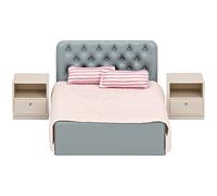 Lundby Juego de Muebles para casa de muñecas, Cama de muñecas, Accesorios para casa de muñecas para Mini muñecas de 11 cm, 6 Piezas, a Partir de 3 años, Escala 1:18