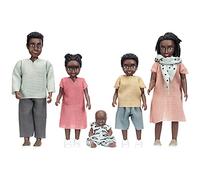 Lundby - Juego de muñecas pequeñas étnicas para casa de muñecas - Billie Familia de 5 - 2 Adultos + 3 niños - Accesorios de casa de muñecas - Mini Juegos de plástico para niños de 3 años + 1:18