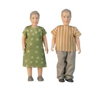 LUNDBY Muñecas de casa de muñecas, abuelos, 2 unidades, escala 1:18 | Figuras de casa de muñecas, articulaciones móviles, muñeca pequeña, pareja de ancianos, ropa extraíble con costuras