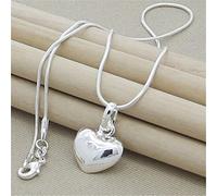 LUNDENXUS 925 Sterling Silver Solid Small Heart Pendant Necklace Snake Chain Woman Wedding Party Charm Jewelry Gift (A)
