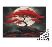 Lune Sous un arbre rougePuzzles 1000 Pièces Pour Adultes, Jeux ÉducatifsStyle Art fantastique