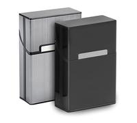 LUNEKUCK 2 Pitilleras para Cigarrillos Hombre Cierre Magnéticas Cajetillas para Cigarrillos Portátil Pitillera Mujer Pitillera Hombre de Alumnio, Caja de Cigarrillos para 20 Cigarrillos(Negro y Gris)