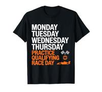 Lunes Martes Miércoles Jueves Práctica Clasificatoria Carrera Camiseta gráfica económica