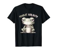 Lunes ya Rana con café expresión de Rana soñolienta Camiseta