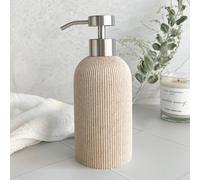 Lunestella Elegant Boho Dispensador de jabón de Manos Beige con Bomba de Acero Inoxidable, para baño y Cocina, a Prueba de óxido, 7 onzas