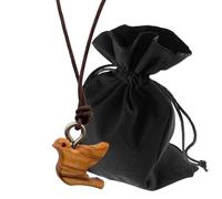Lunexus Collar de madera de olivo tallada con paloma - Hecho a mano Belén - Colgante cristiano bendecido con certificado - símbolo de paz y espíritu santo, incluye cinta de 80 cm y bolsa de terciopelo