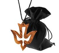 Lunexus Collar de paloma de madera de olivo - Colgante hecho a mano con cordón de nailon de 80 cm - Grano natural bendecido con certificado - Bolsa de regalo de terciopelo hecha a mano con símbolo de