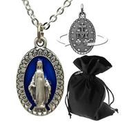Lunexus Collar María - Colgante de la Virgen María bendita con medalla milagrosa - Colgante de María - Santa Virgen - Joyería cristiana - Cadena de cruz para mujer - Cadena de acero inoxidable de 60