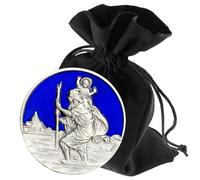 LUNEXUS Imán de Coche de San Cristóbal de 3,5 cm de diámetro, Placa de Coche de San Cristóbal - Bendito - patrón de los automovilistas - Medalla de Coche de San Cristóbal - Imán para Coche - Amuleto