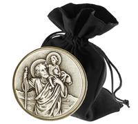 LUNEXUS Imán de Coche de San Cristóbal de 3,6 cm de diámetro, Placa de Coche de San Cristóbal - Bendito - patrón de los automovilistas - Colgante de Coche de San Cristóbal - Ángel de la Guarda - Auto