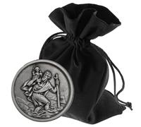 LUNEXUS Imán de coche de San Cristóbal de 3 cm de diámetro, placa de San Cristóbal bendecido con certificado, patrón de automovilistas, se adhiere con imán y almohadilla adhesiva, amuleto de la suerte