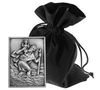 LUNEXUS Imán para Coche de San Cristóbal de 3,5 x 2,5 cm, Rectangular de San Cristóbal Bendecido con Certificado, patrón de automovilistas, Almohadilla Adhesiva e imán, Amuleto de la Suerte para un